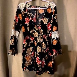 Navy Blue Flowery Romper